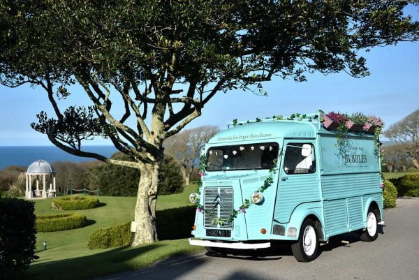 A photograph of the Bring Me Bubbles mobiles cocktail bar available for weddings in Cornwall and Devon