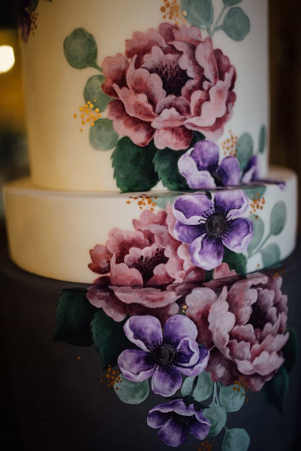 Beautiful hand painted wedding cake by Emily Hankins Cakes as featured on eeek! weddings