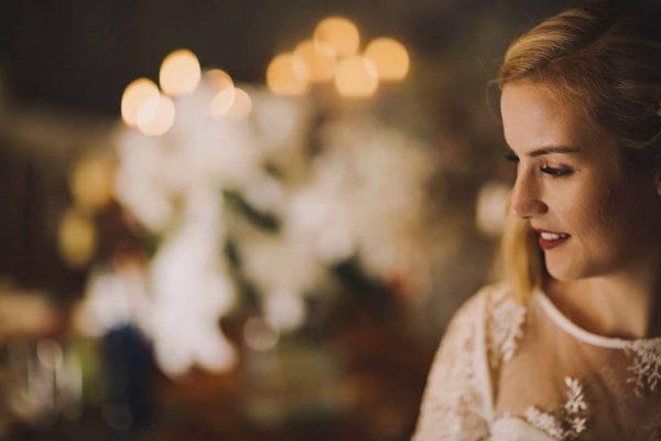 A photograph of a bride waiting to be wed at a small intimate wedding venue