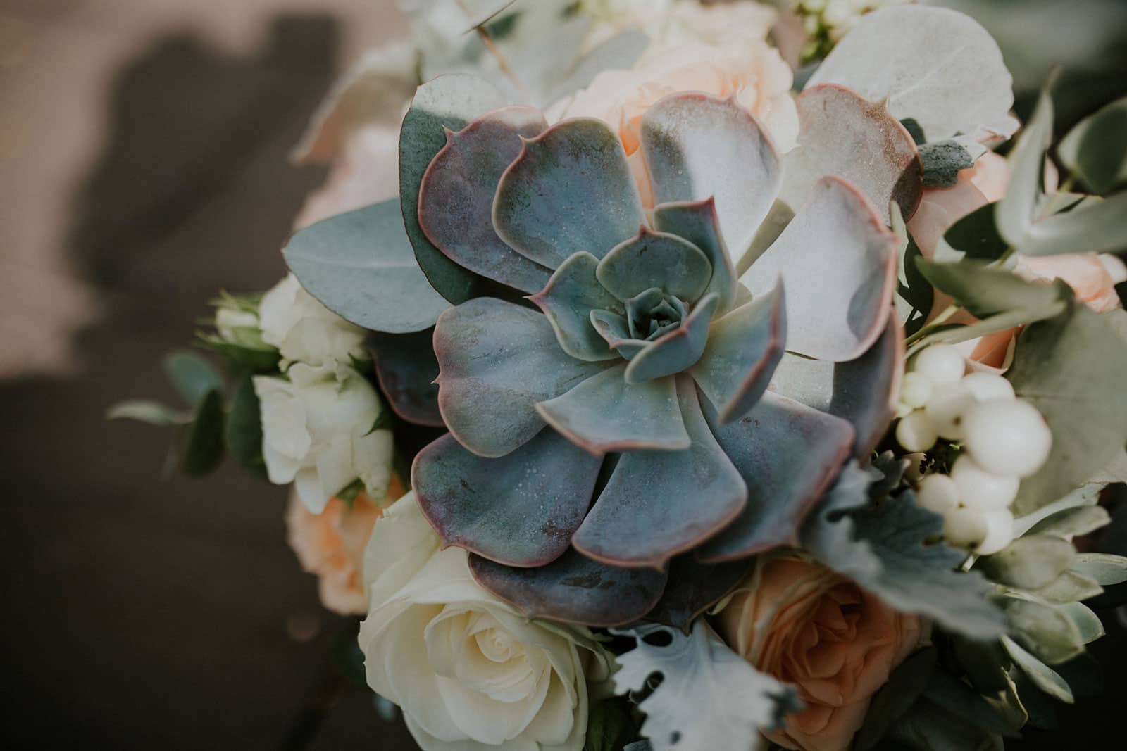  Bridesmaid bouquet with roses and succulents - Get Married in Cornwall with eeek!