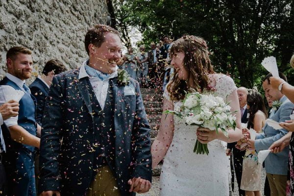 Happily married at Knightor confetti shot photography Alexa Poppe Wedding Photography